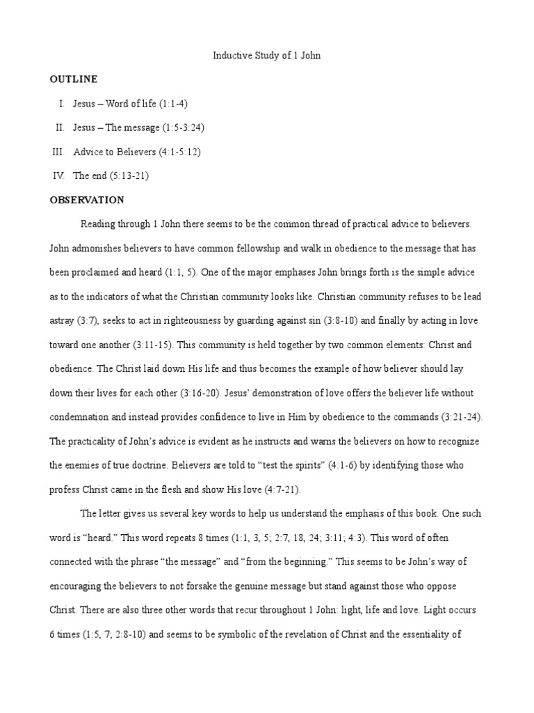 Inductive Study of 1 John | PDF | First Epistle Of John | Theism