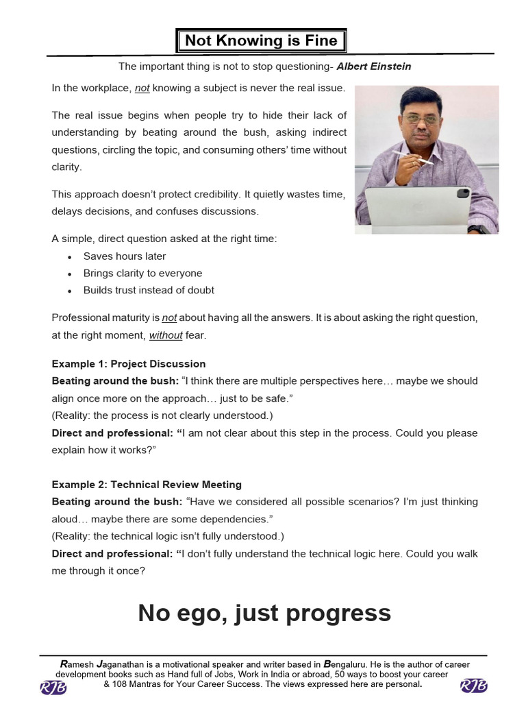 Not Knowing Is Fine | PDF