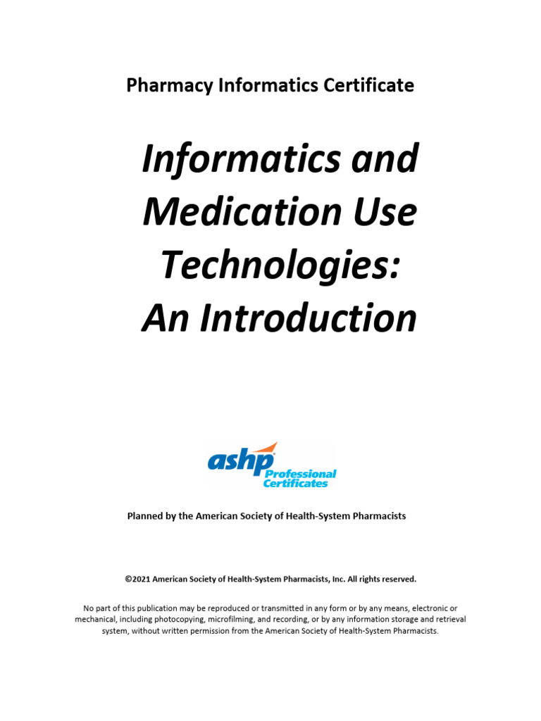 Informatics&MedicationUseTechnologies AnIntroduction Handout | PDF ...