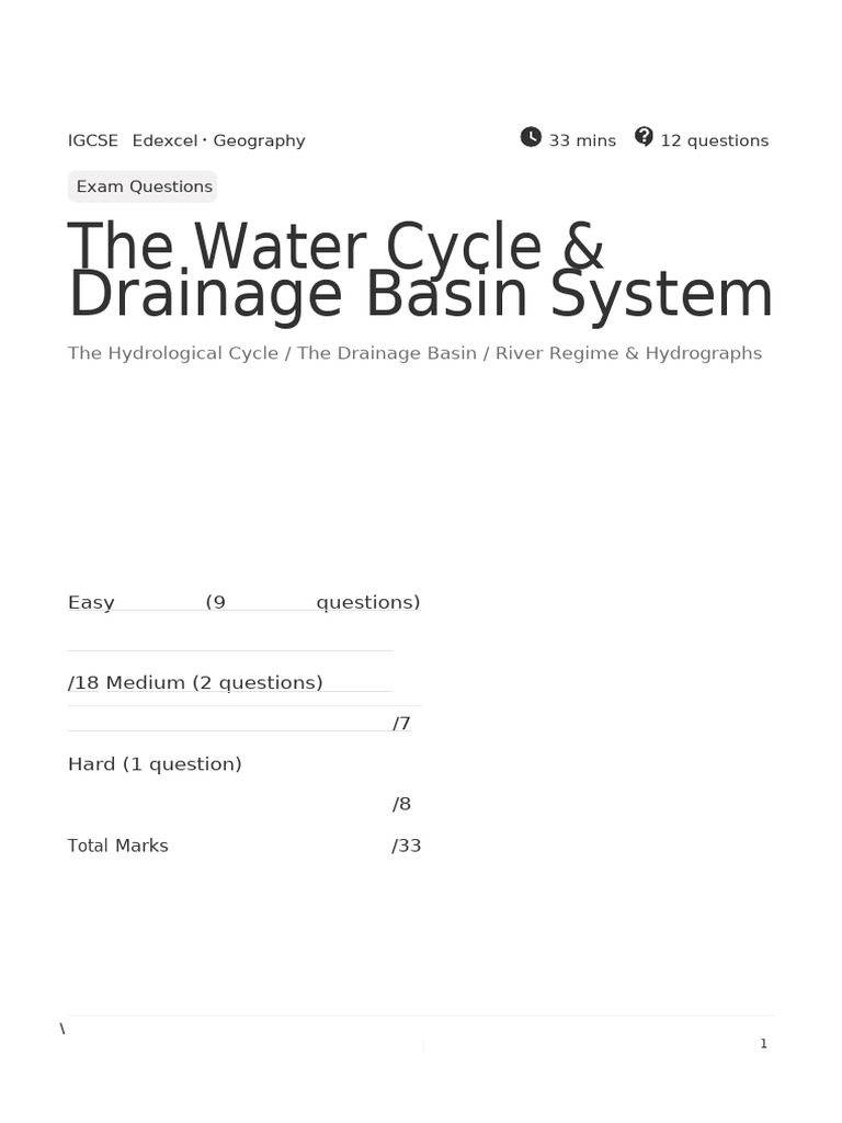 1 1 The Water Cycle and Drainage Basin System | PDF | Water Cycle ...