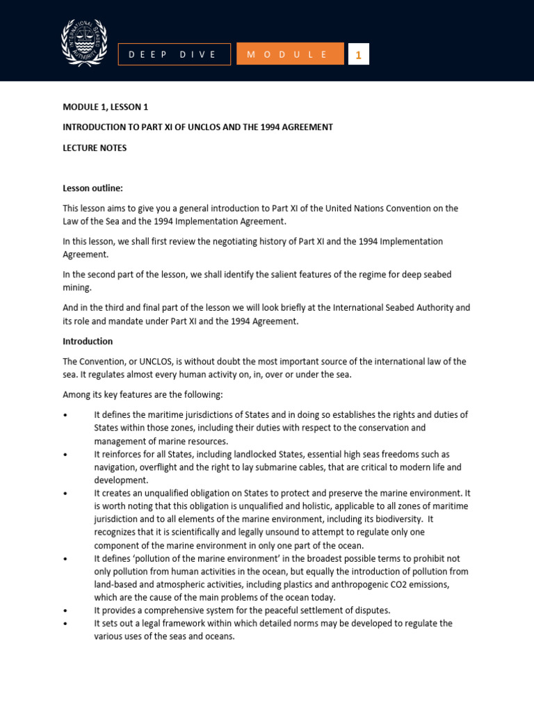 Module 1 Lesson 1 Lecture Notes | PDF | United Nations Convention On ...