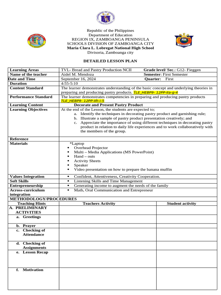 Detailed Lesson Plan (CO1) - 2024-2025 | PDF | Lesson Plan | Human ...