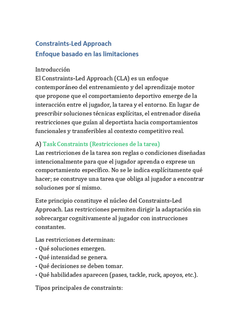 Constraints Led Approach Staff | PDF | Comportamiento | Aprendizaje