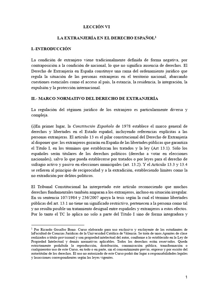 DIPr.-LECCIOÃ N VI (ExtranjeriÃ A) DEF | PDF | Convenio europeo de ...