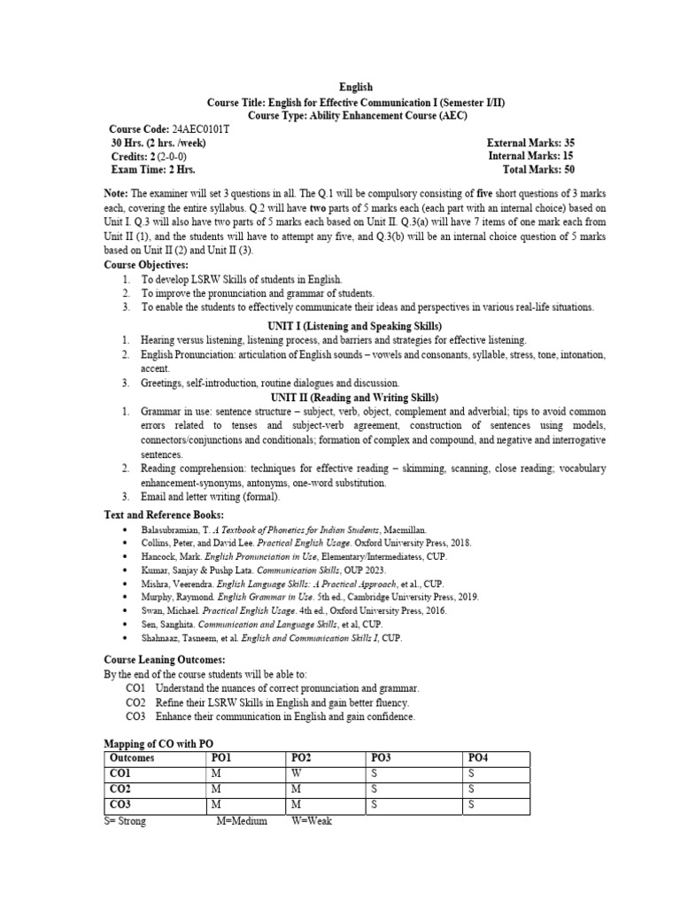 AEC English Sem 1-2 | PDF | English Language | Stress (Linguistics)