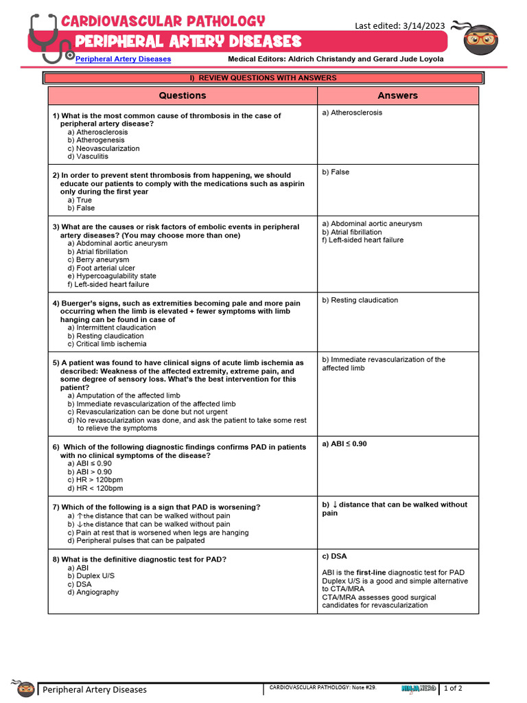 Peripheral Arterial Disease | PDF | Medical Specialties ...