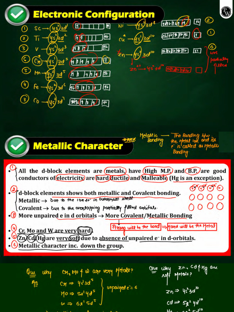 IOC - D and F - Block Elements 02 Class Notes | PDF