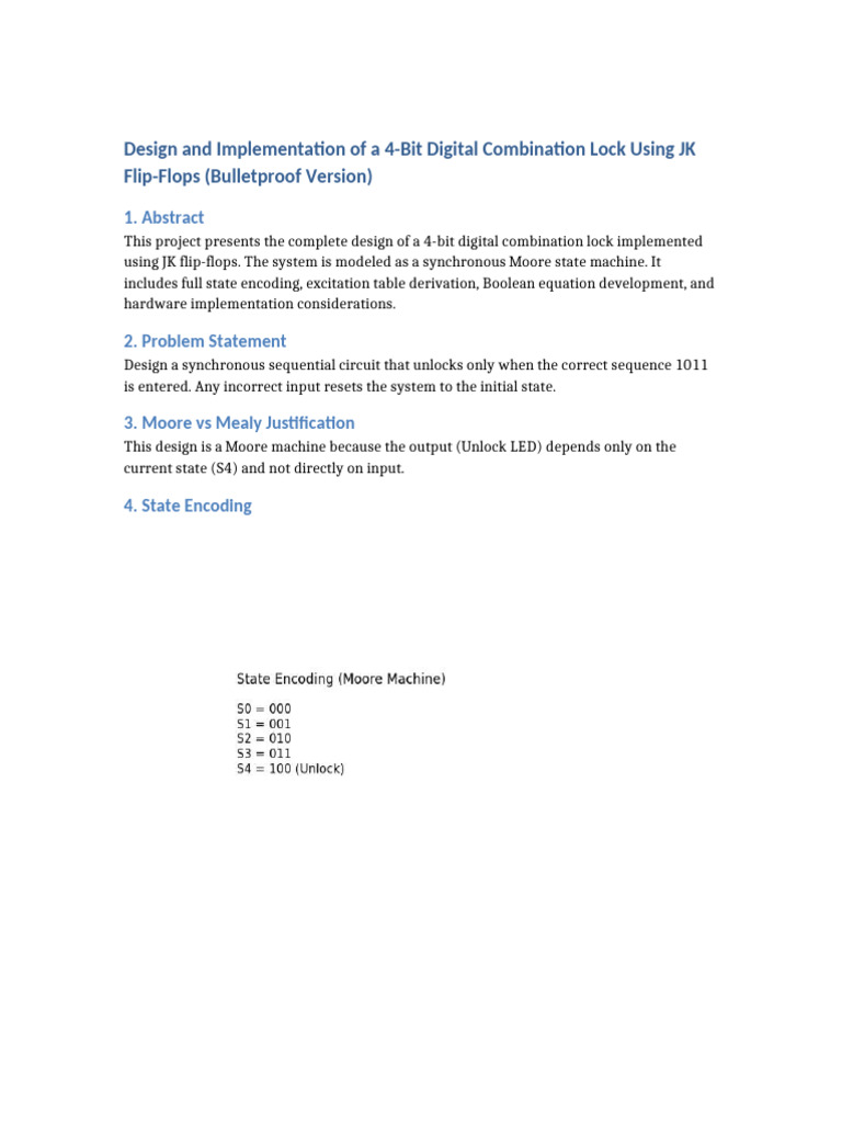 Bulletproof Digital Lock DLD Project | PDF