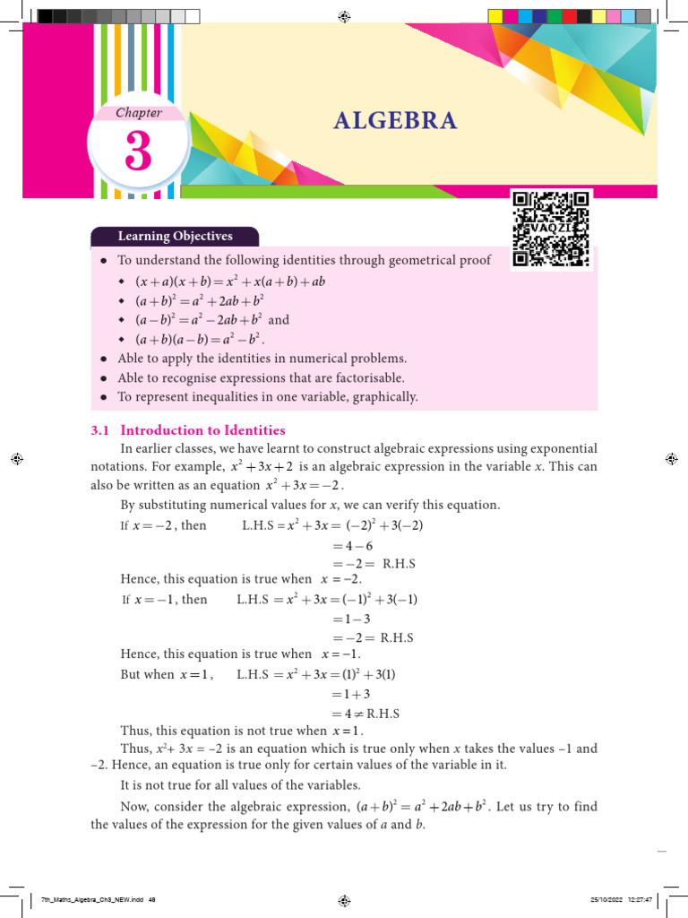 Class 7 Mathematics 03 | PDF | Equations | Area