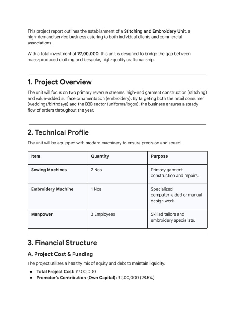 Stitching and Embroidery Unit Project Report | PDF | Embroidery | Economies