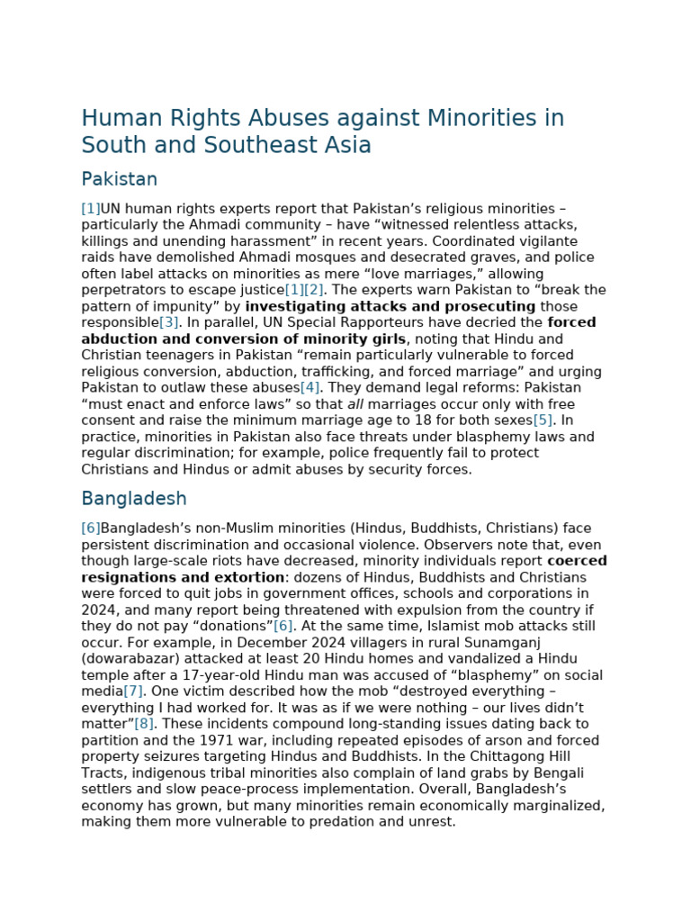 Human Rights Abuses Against Minorities in South and Southeast Asia ...