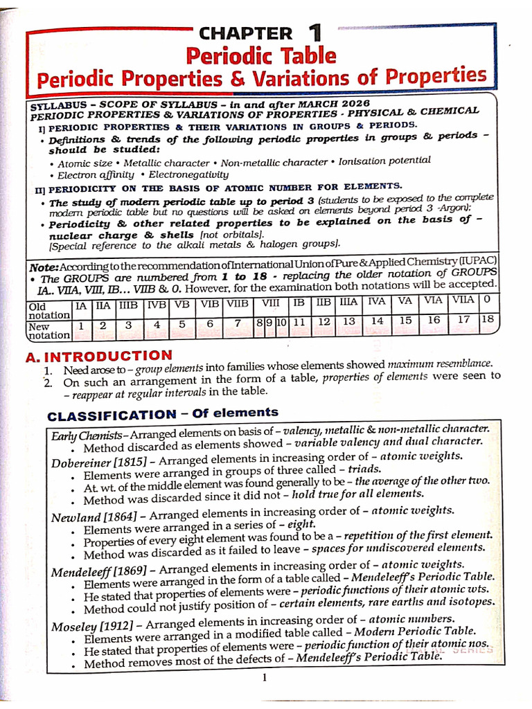 Grade 10 CH 1 Periodic Table | PDF