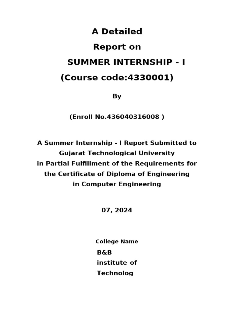 A Detailed Description of Internship Report | PDF | World Wide Web ...