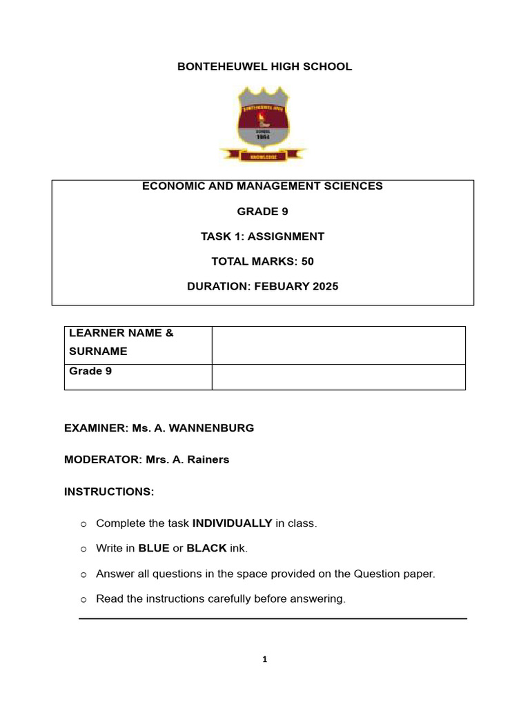 Ems Task 1 Assignment 2025 | PDF | Economic System | Political Economy