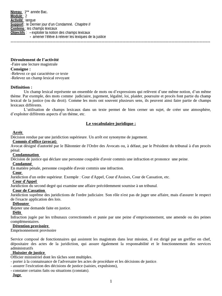 Le Champ Lexical | PDF | Justice | Crime et violence