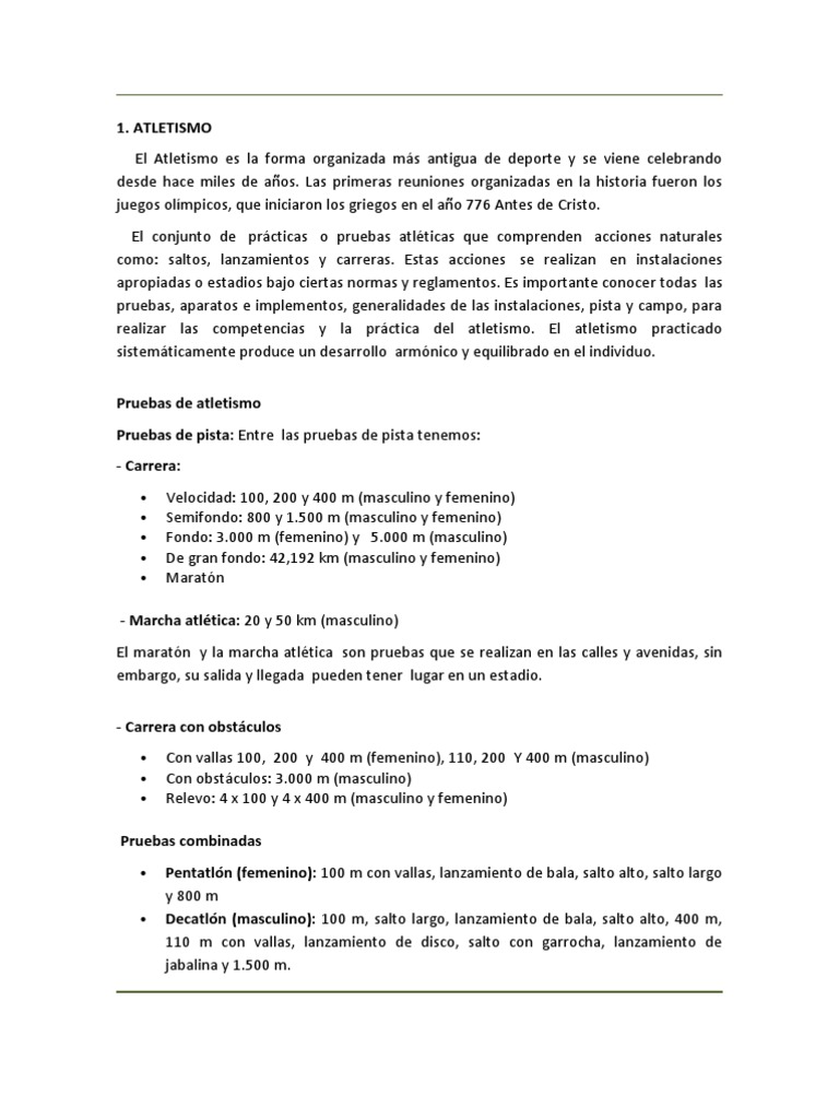 Fundamentos de Atletismo | PDF | Deporte del atletismo | Deportes ...