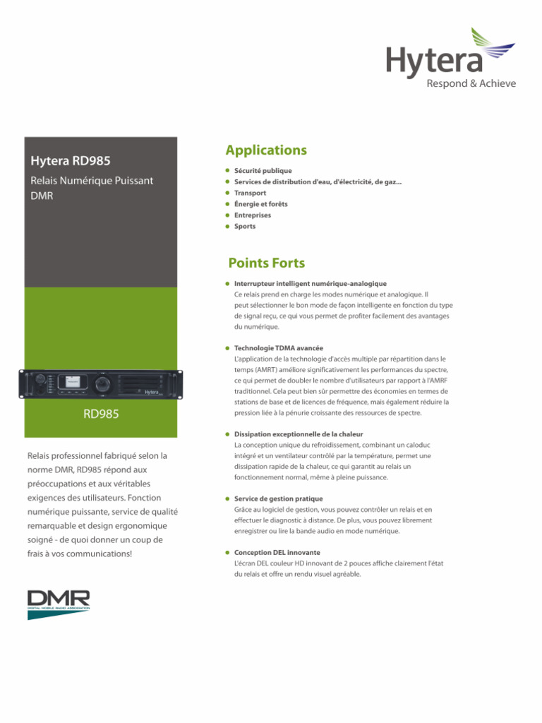 Hytera Repeteur Compatible SMC Gateway RD985-FR | PDF