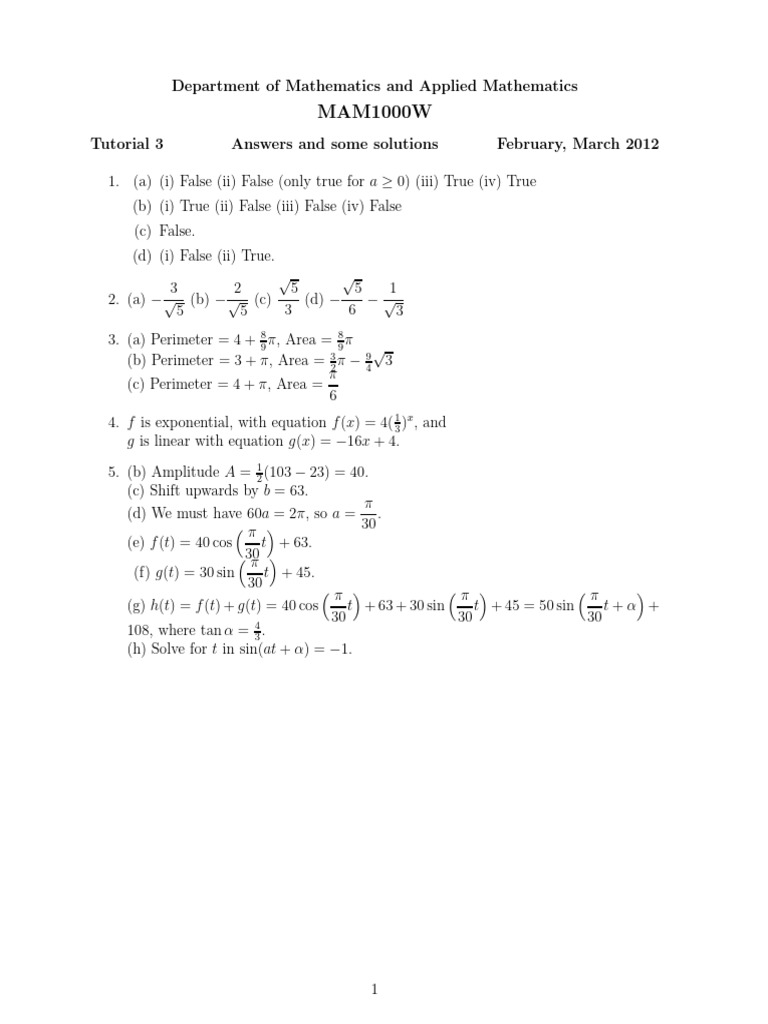 Tut 3 Solutions | PDF