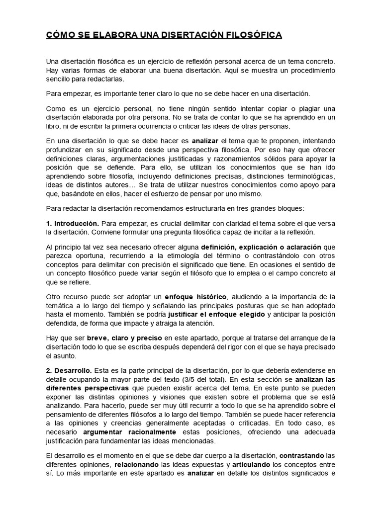 Cómo Se Elabora Una Disertación Filosófica | PDF | Epistemología