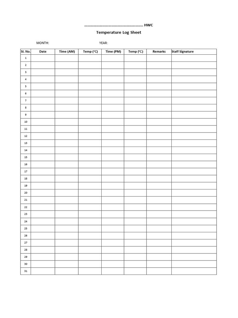 Format Temperature Log Freeze | PDF