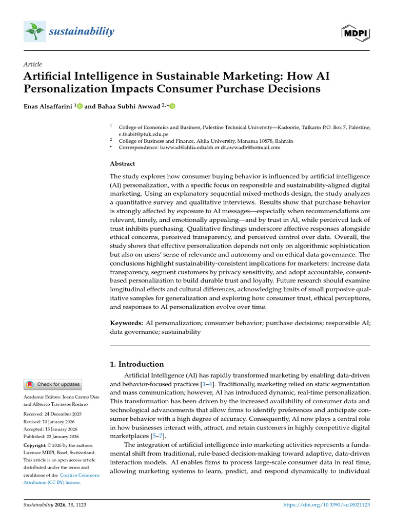 Artificial Intelligence in Sustainable Marketing How AI | PDF ...