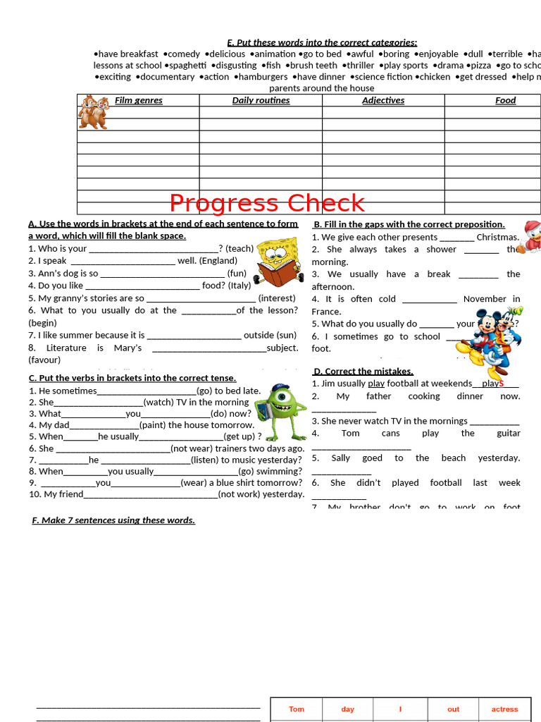Progress Check Keys Word Formation Present Simple Grammar Drills Tests ...