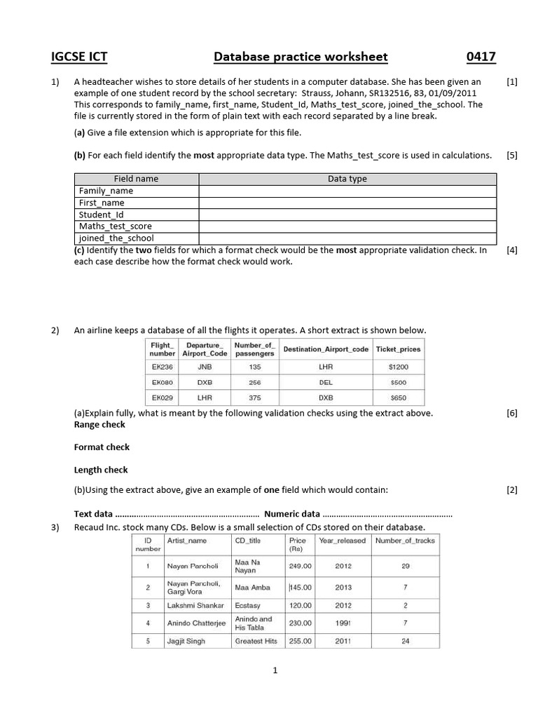 Unit 18 Databases Theory Question Paper Worksheet | PDF | Databases ...