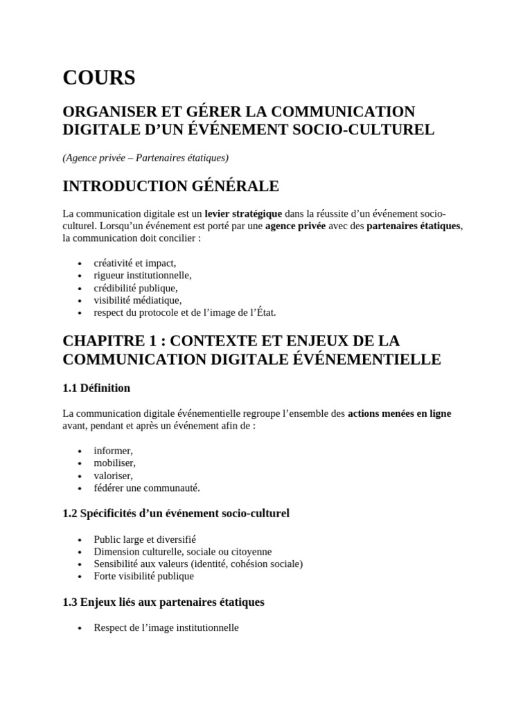 Comment Gerer La Communication Digital D'un Projet Evenementiel | PDF