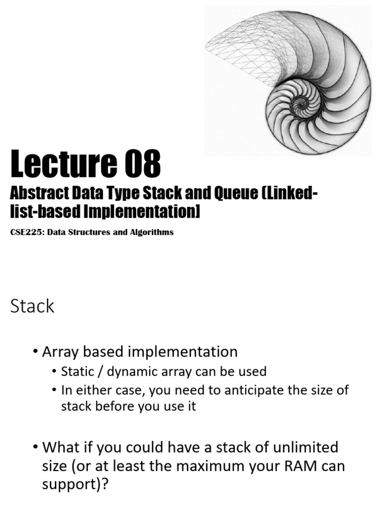 CSE225Lecture08StackQueue LinkedList | PDF | Pointer (Computer ...