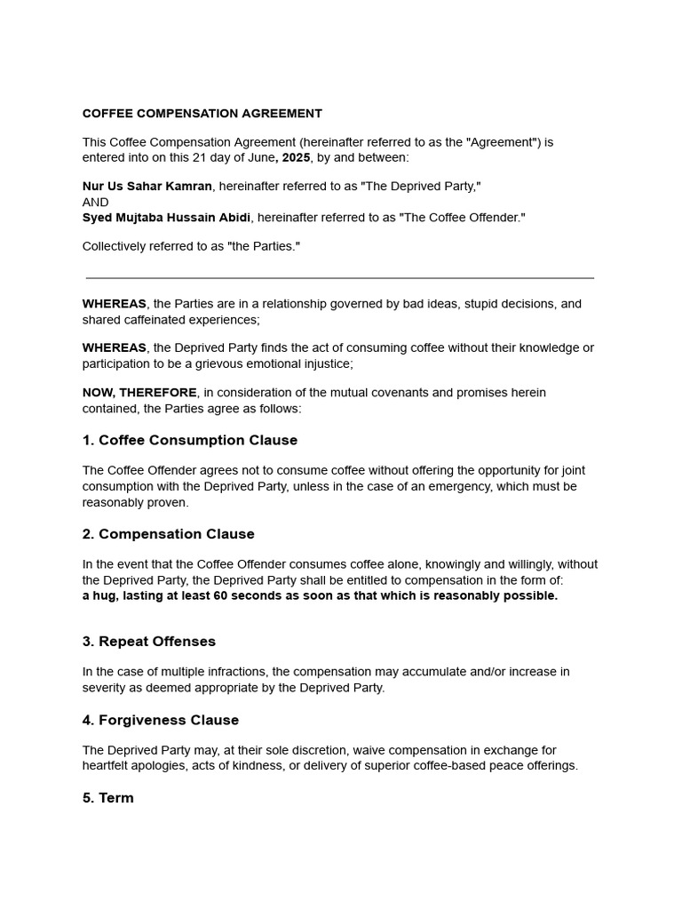Coffee Agreement | PDF