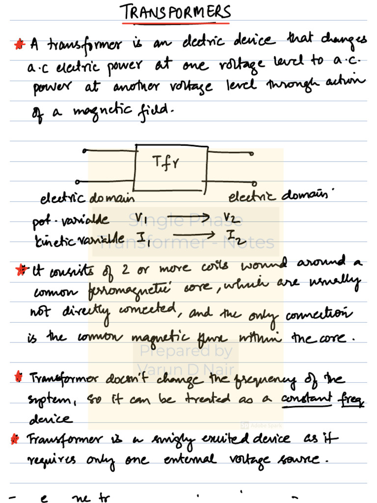 Transformer Notes Complete | PDF | Transformer | Inductor