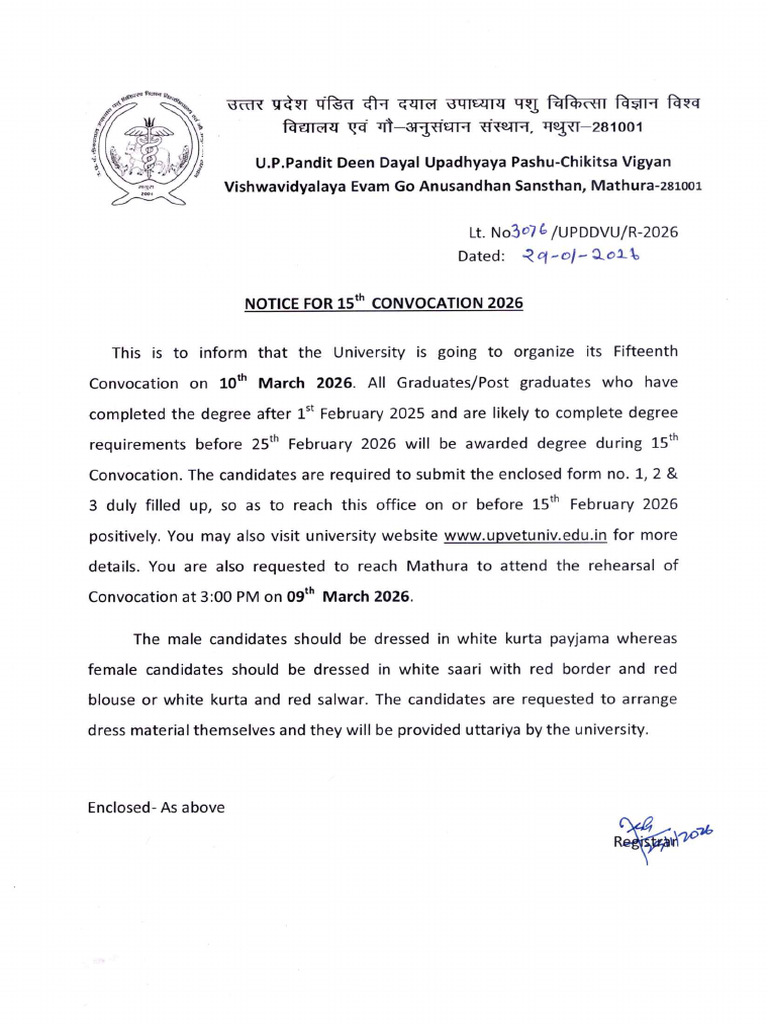 Notice For 15th Convocation | PDF