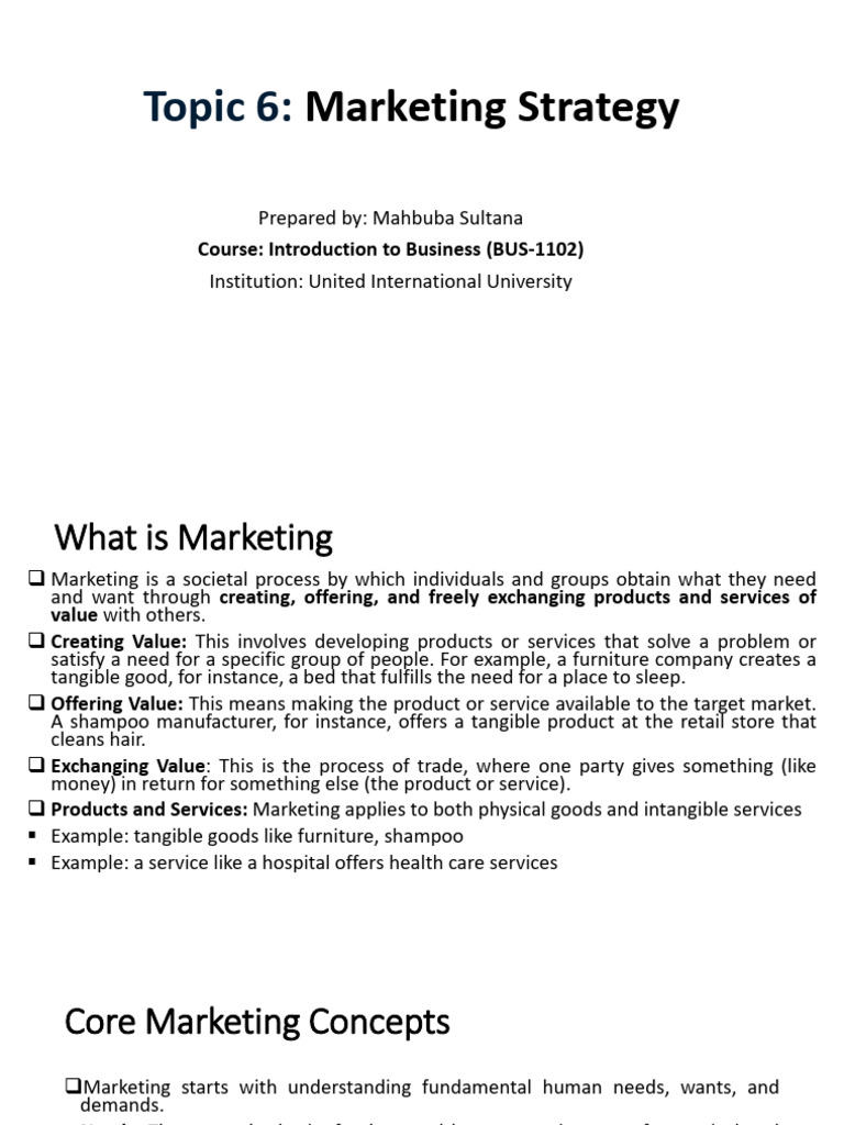 Full Lecture - Topic 6 Marketing Strategy | PDF | Marketing | Market ...