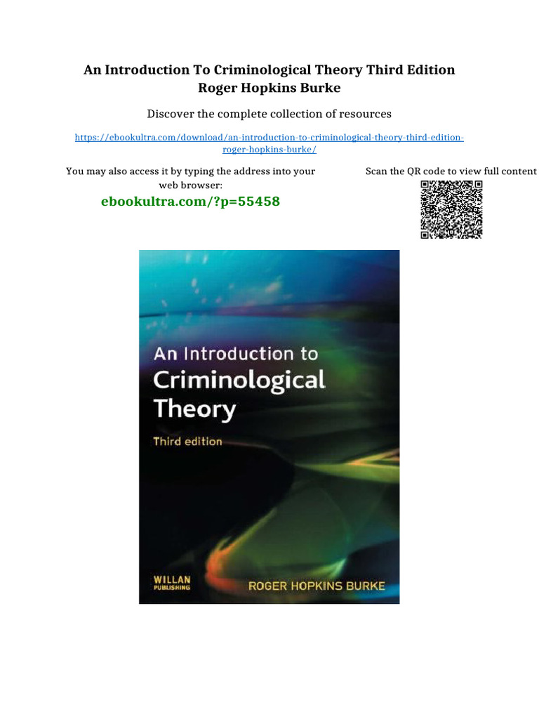 An Introduction to Criminological Theory Third Edition Roger Hopkins ...