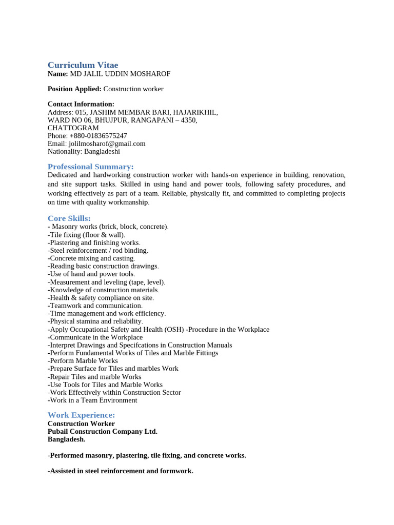 EU Format CV | PDF