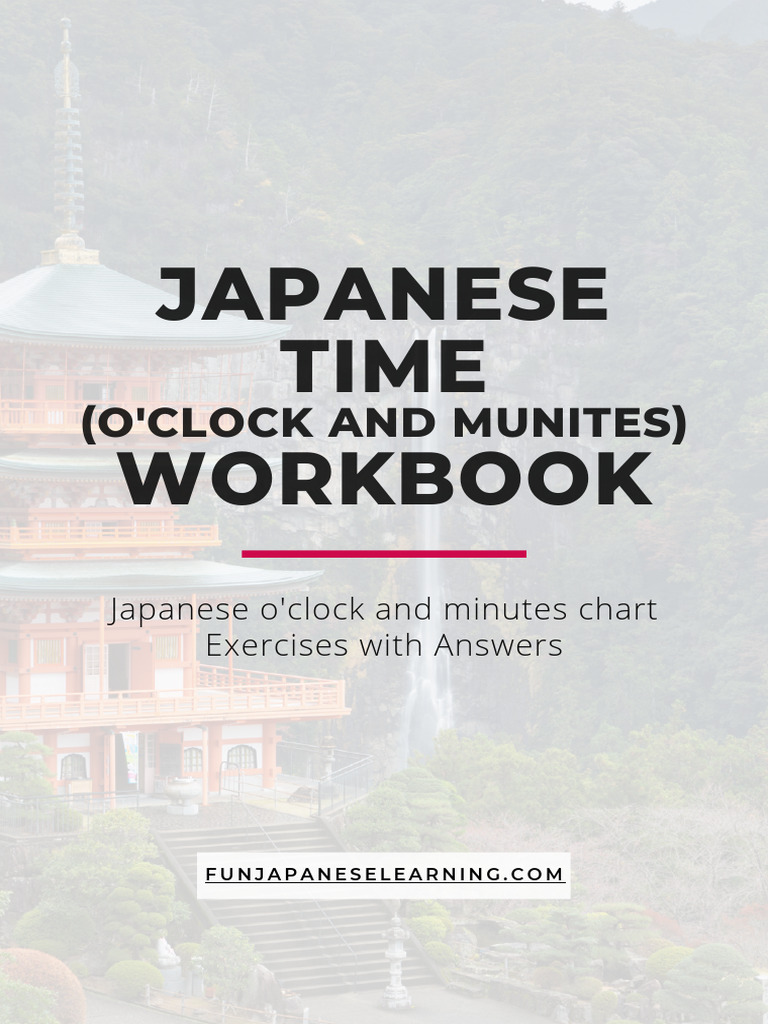 Japanese Time (Oclock and Minutes) Workbook by Fun Japanese Learning ...