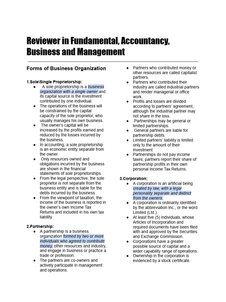 Reviewer in Fundamental, Accountancy, Business and Management | PDF ...