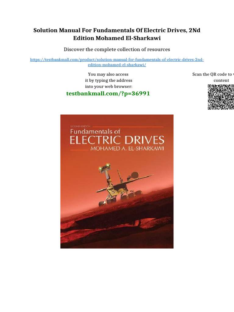 Solution Manual For Fundamentals of Electric Drives, 2nd Edition ...