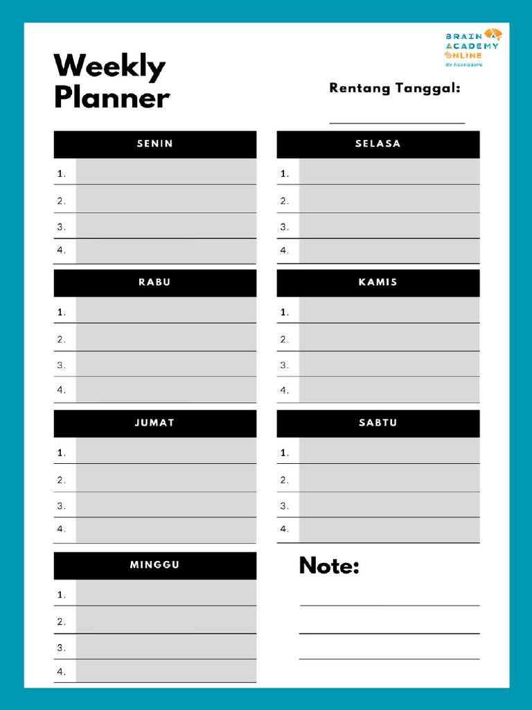 Worksheet Weekly Planner | PDF