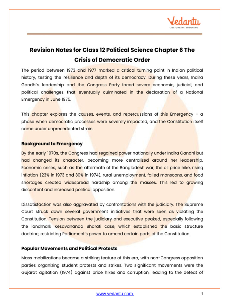 Revision Notes Class 12 Political Science Chapter 6 2025-26 Free PDF ...