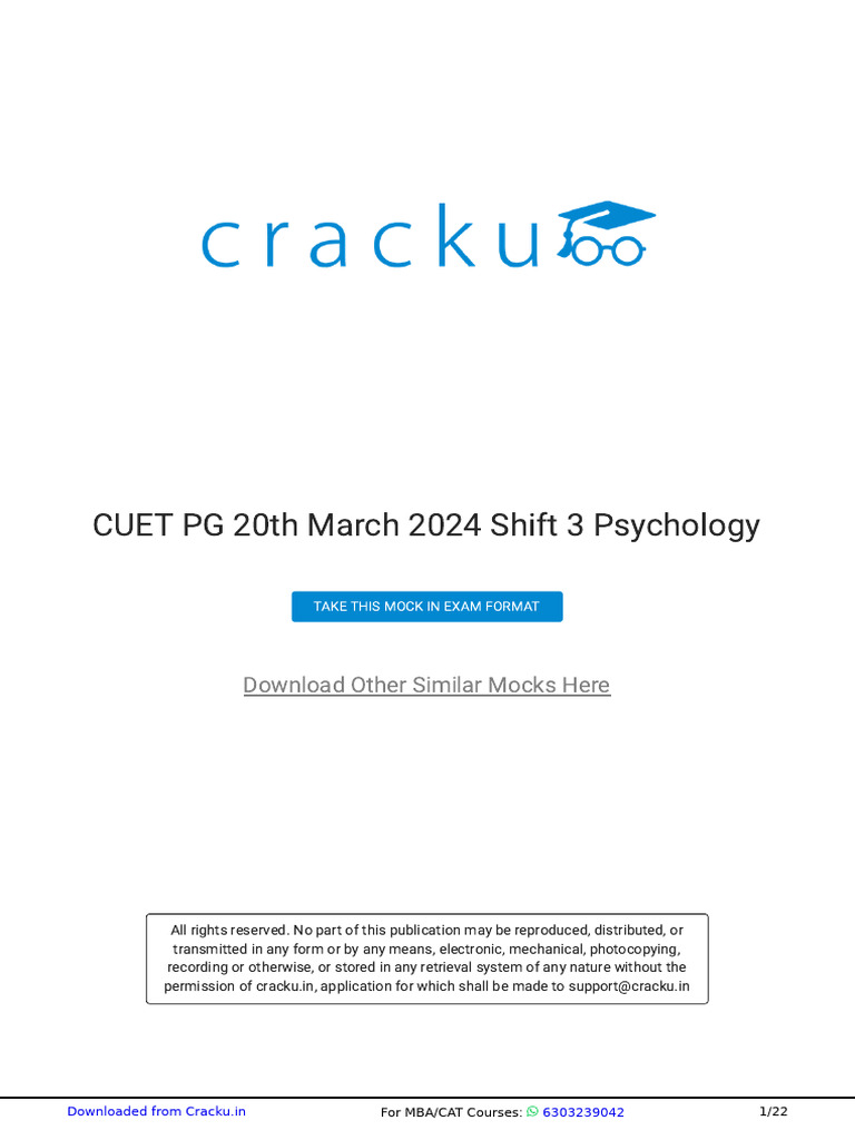 CUET PG 20th March 2024 Shift 3 | PDF | Learning | Amnesia