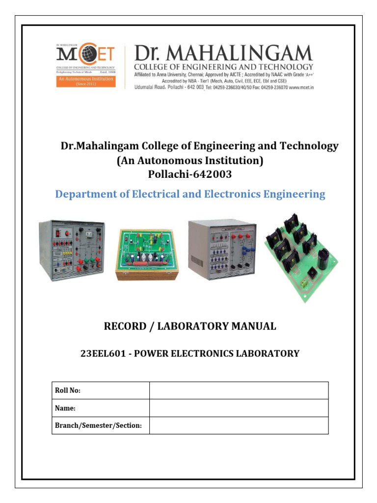 2025 - 26 23EEL601 PE Lab Student Record | PDF | Mosfet | Field Effect ...