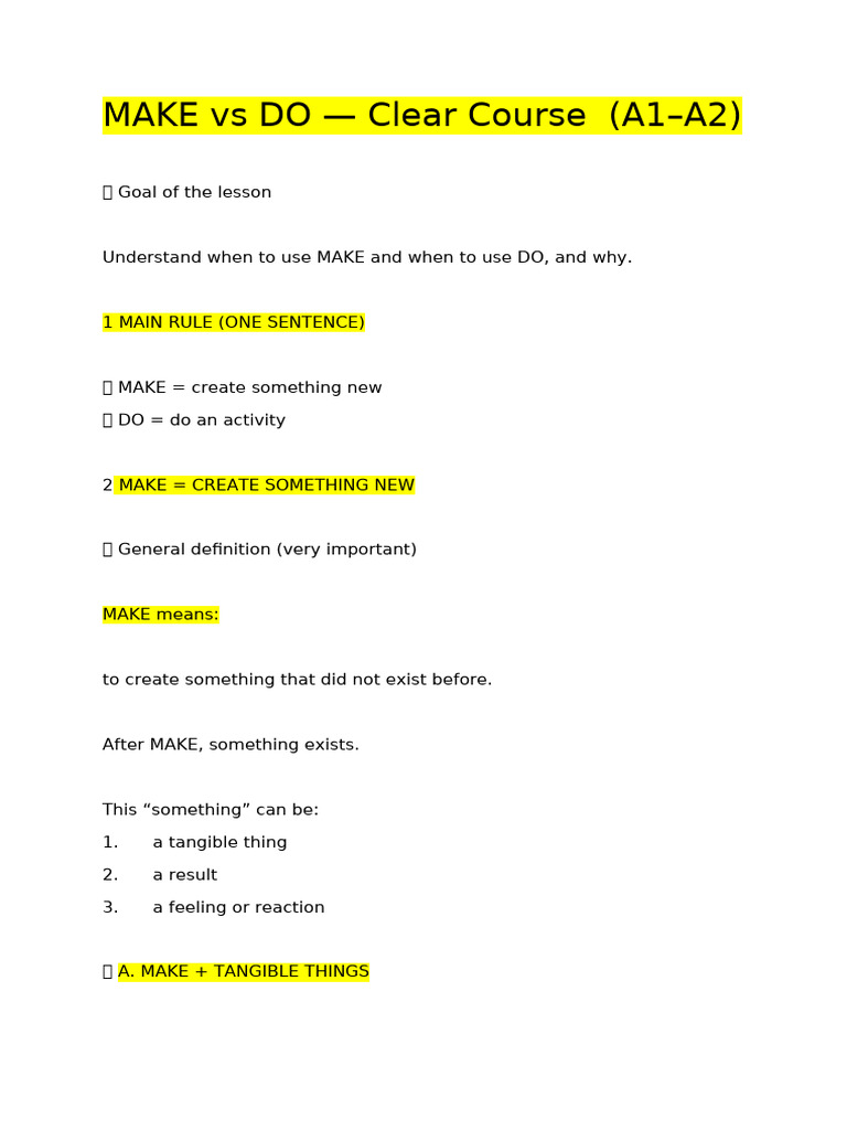 The Difference Between Make and Do | PDF | Cognition | Psychology
