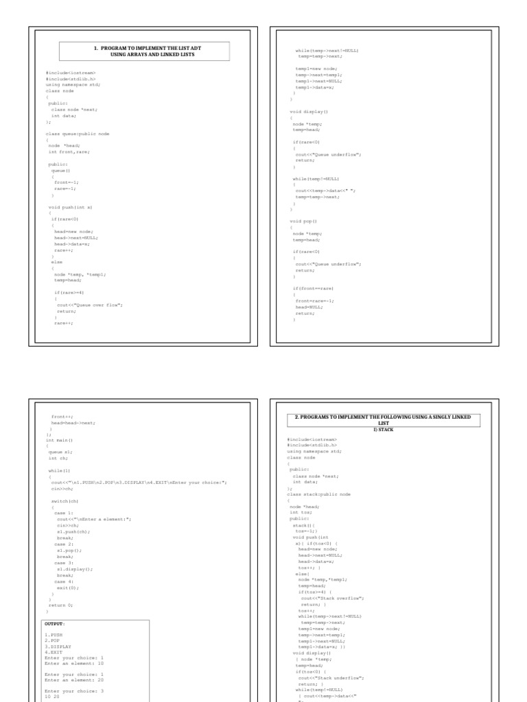 DS LAB PROGRAMx (1) - Merged | PDF | Algorithms | Software Engineering