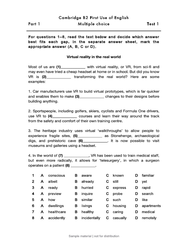 Complete Use of English Test With KEY | PDF