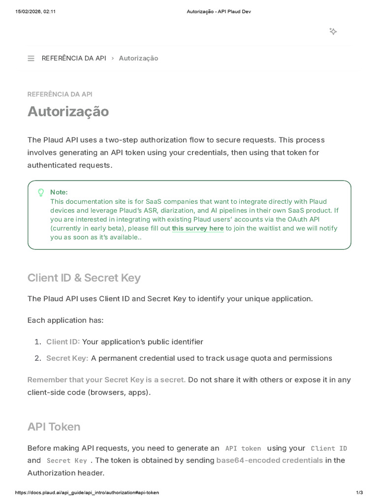 Autorização - API Plaud Dev | PDF | Software Engineering | Application ...