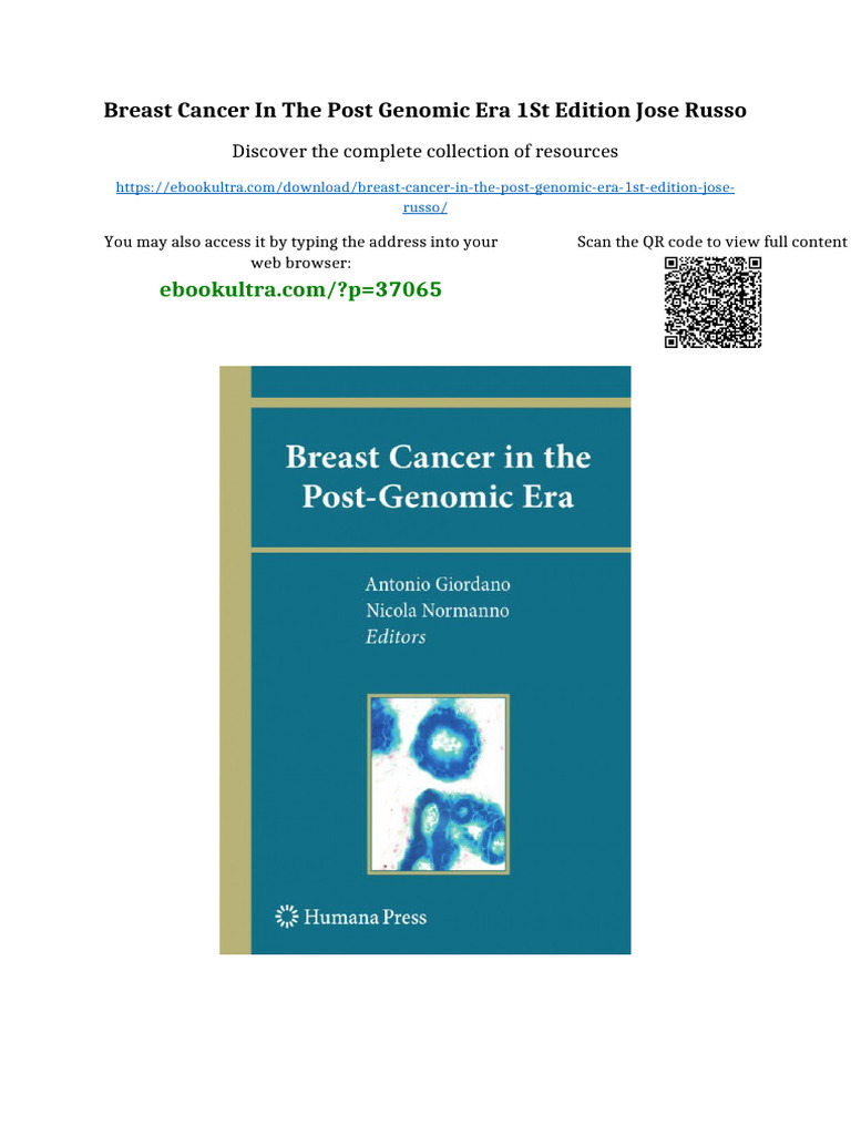 Breast Cancer in the Post Genomic Era 1st Edition Jose Russo pdf ...