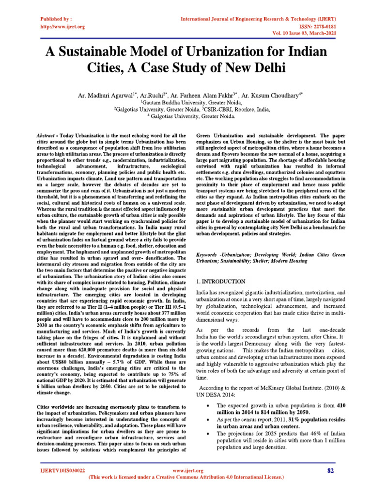 Sustainable Model of Urbanisation | PDF