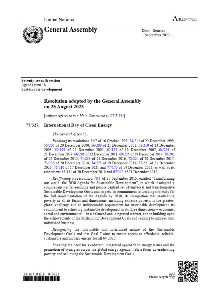 General Assembly: United Nations | PDF | Sustainability | Sustainable ...