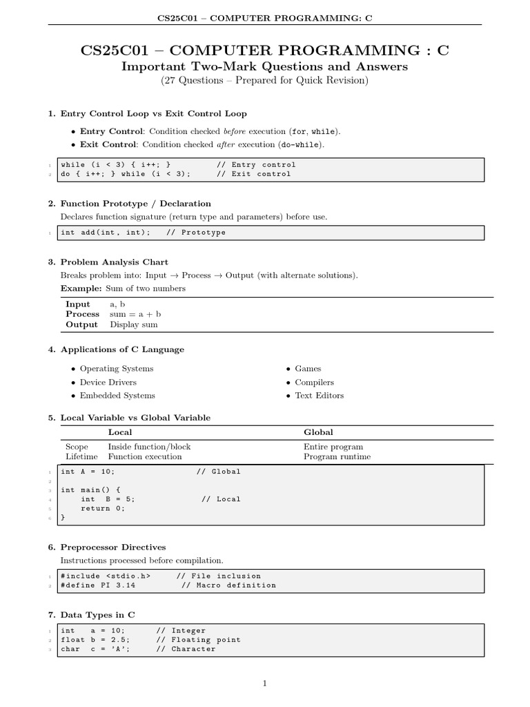 c Programing Foundatinal Recall | PDF | Object Oriented Programming ...